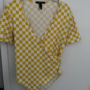 yellow checkered bodysuit